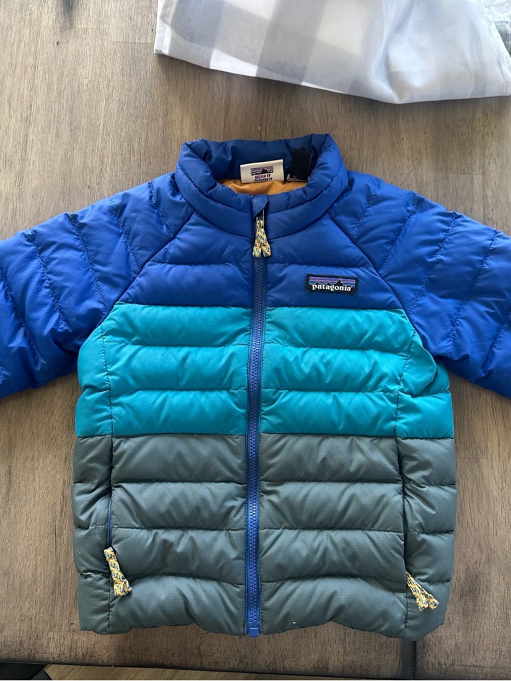 Patagonia Kids Puffer Jacket - Royal Blue with Brown Accent